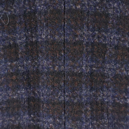 Chanel Check Wool Tweed Set Block Set Collarless Jacket Skirt Navy Brown — view 3