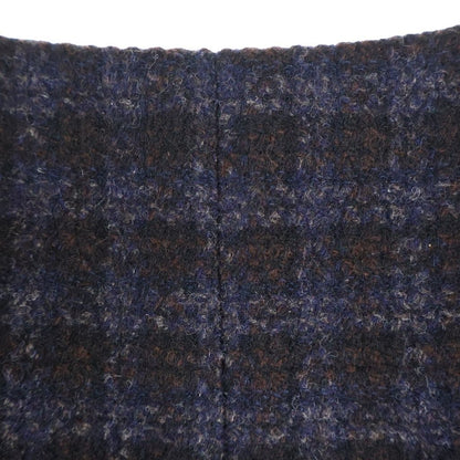 Chanel Check Wool Tweed Set Block Set Collarless Jacket Skirt Navy Brown — view 4