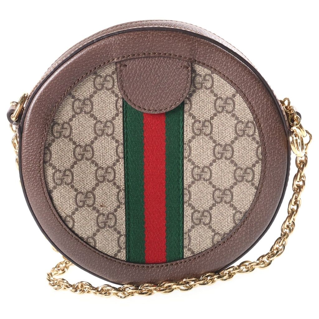 Gucci Ophidia GG Mini Sherry Line Leather Round Shoulder Bag Brown Beige — view 2