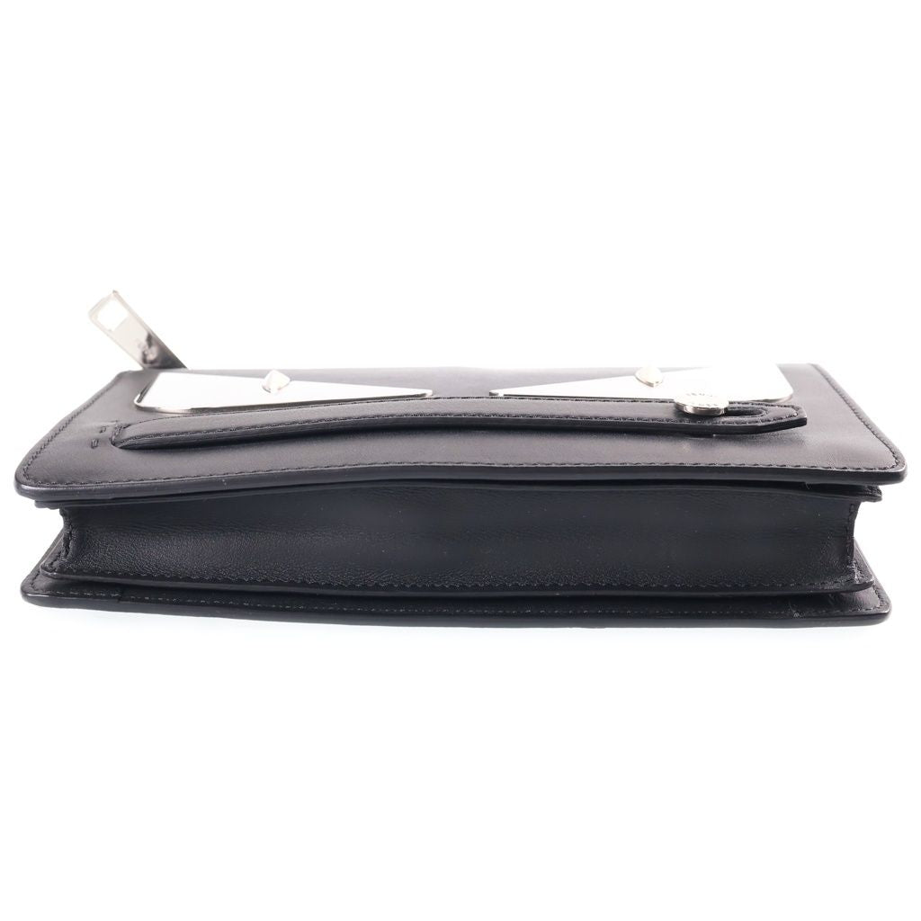 Fendi Bugs Monster Clutch Metal Decoration Leather Black — view 4