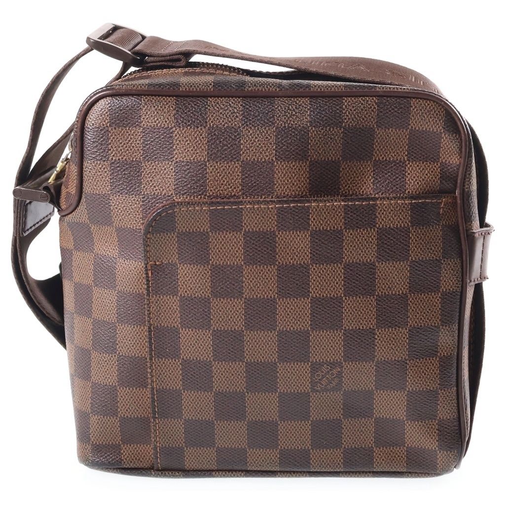 Louis Vuitton Damier Olaf PM Shoulder Bag Brown Leather Gold
