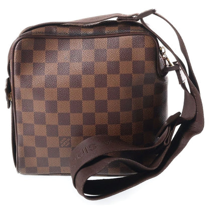 Louis Vuitton Damier Olaf PM Shoulder Bag Brown Leather Gold — view 2