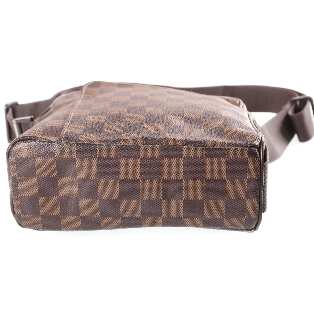 Louis Vuitton Damier Olaf PM Shoulder Bag Brown Leather Gold — view 4