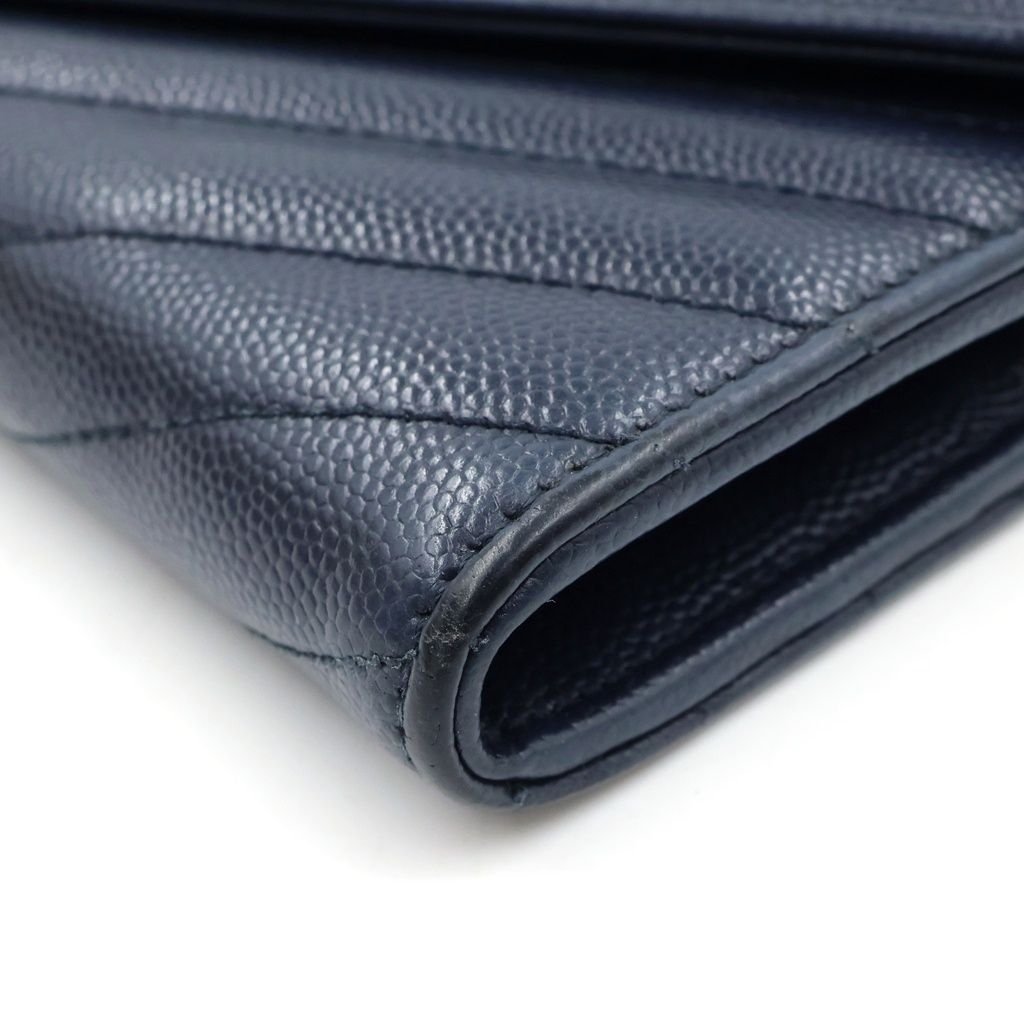 Saint Laurent Paris Cassandra Envelope Chain Wallet Leather Silver Navy — view 4