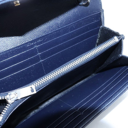 Saint Laurent Paris Cassandra Envelope Chain Wallet Leather Silver Navy — view 7