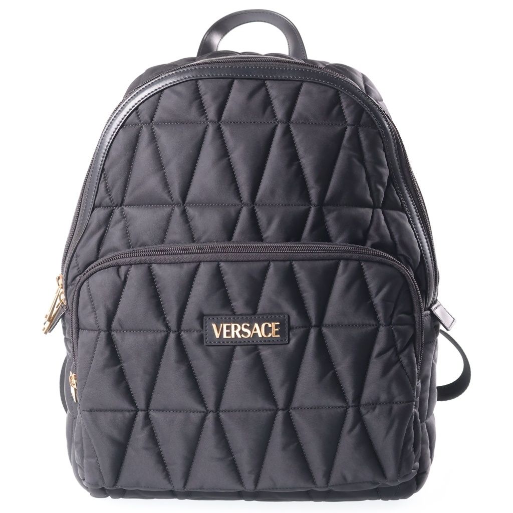 Versace Quilted Backpack Black Gold