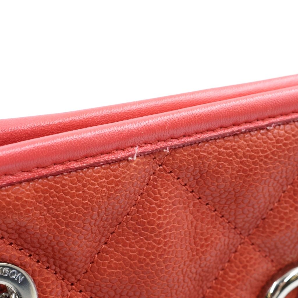 Chanel CC Logo Quilted French Riviera Caviar Leather Silver Chain Shoulder Bag — view 7