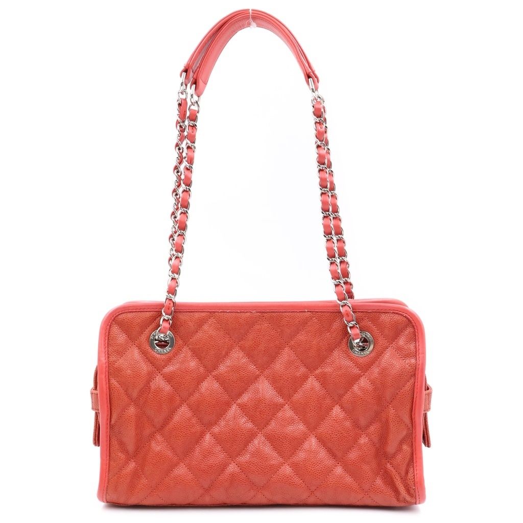 Chanel CC Logo Quilted French Riviera Caviar Leather Silver Chain Shoulder Bag — view 2