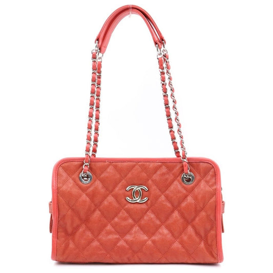 Chanel CC Logo Quilted French Riviera Caviar Leather Silver Chain Shoulder Bag