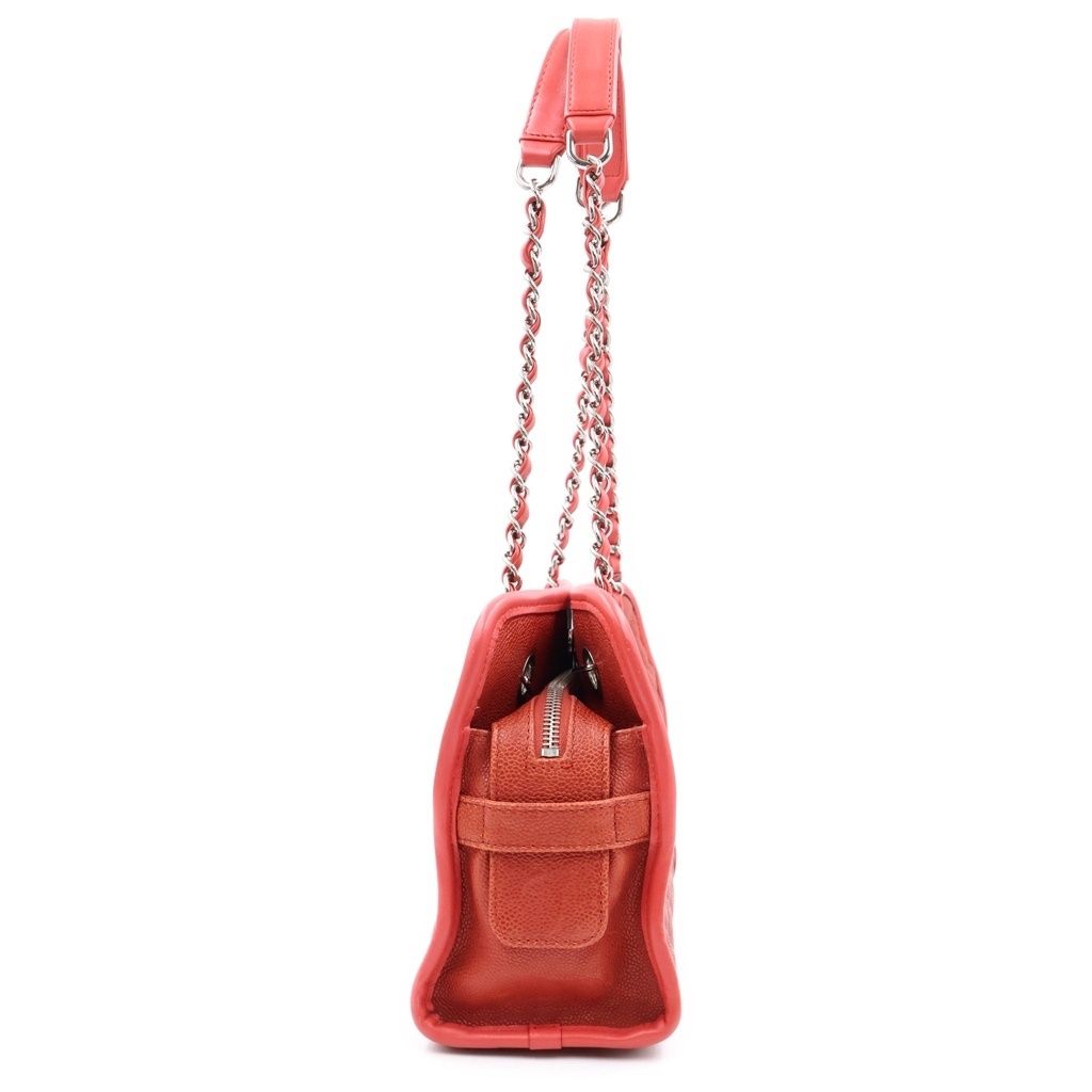 Chanel CC Logo Quilted French Riviera Caviar Leather Silver Chain Shoulder Bag — view 3
