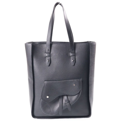 Dior Saddle Large Vertical Tote 2-Way Leather Shoulder Bag Silver Black
