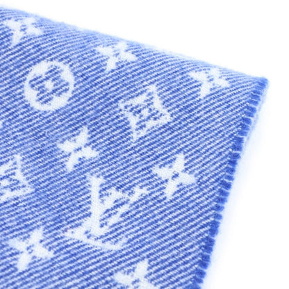 Louis Vuitton Echarpe Denim Embellished Monogram Patch Logo Fringe Wool Scarf — view 5