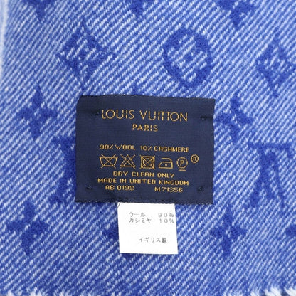 Louis Vuitton Echarpe Denim Embellished Monogram Patch Logo Fringe Wool Scarf — view 6