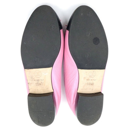 Chanel CC Logo Bicolor Pumps Flat Shoes Ballerina Shoes Black Pink Heel — view 5