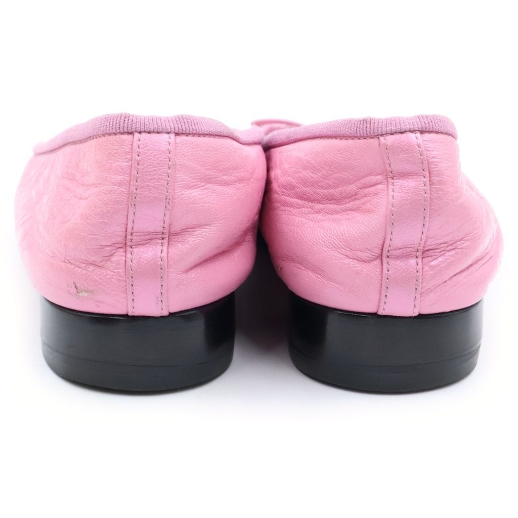Chanel CC Logo Bicolor Pumps Flat Shoes Ballerina Shoes Black Pink Heel — view 3