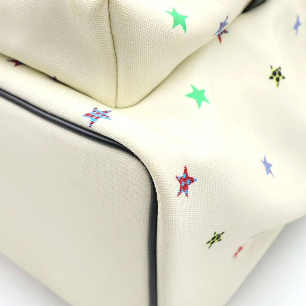 Saint Laurent Paris Sac City Backpack Avec Tas Canvas Star Pattern White — view 5