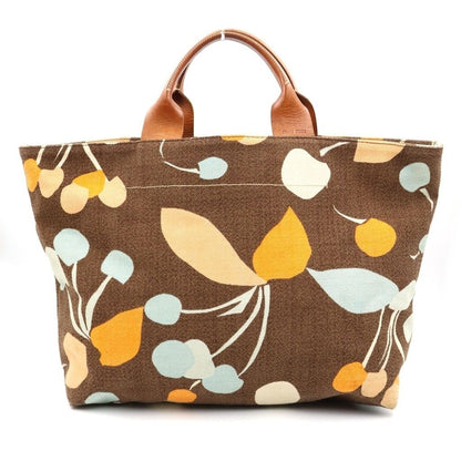 Miu Miu Canvas Leather Tote Bag Brown