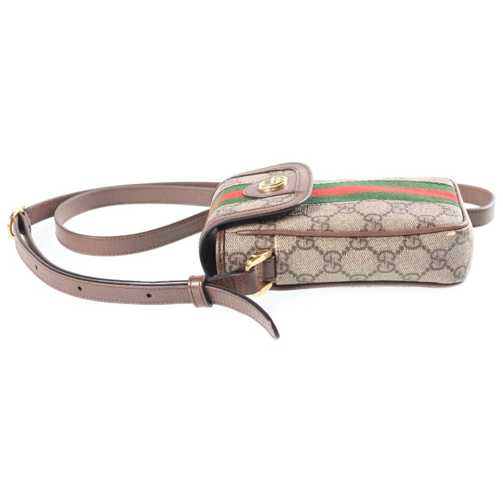 Gucci Ophidia GG Sherry Line Leather Shoulder Bag Brown Beige — view 3