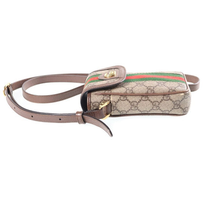 Gucci Ophidia GG Sherry Line Leather Shoulder Bag Brown Beige — view 3