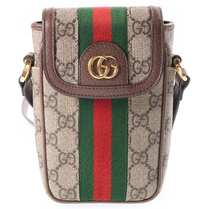 Gucci Ophidia GG Sherry Line Leather Shoulder Bag Brown Beige