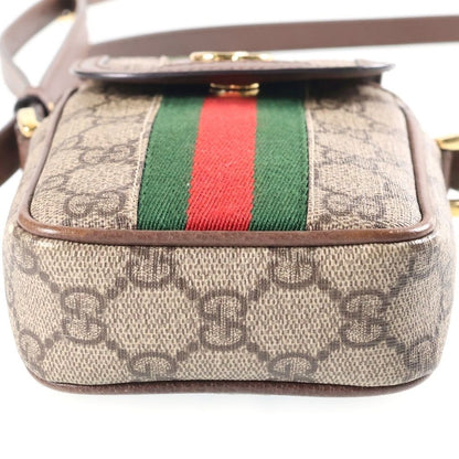 Gucci Ophidia GG Sherry Line Leather Shoulder Bag Brown Beige — view 4