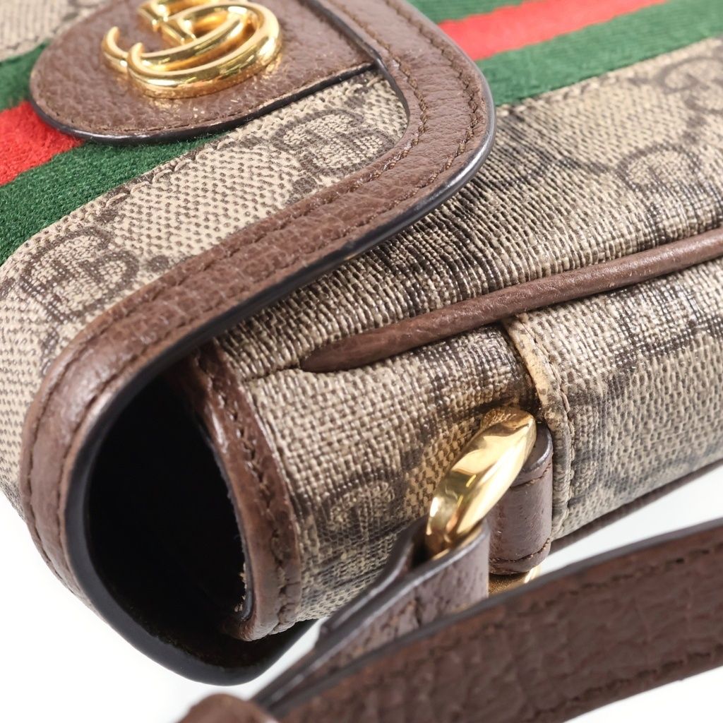 Gucci Ophidia GG Sherry Line Leather Shoulder Bag Brown Beige — view 7