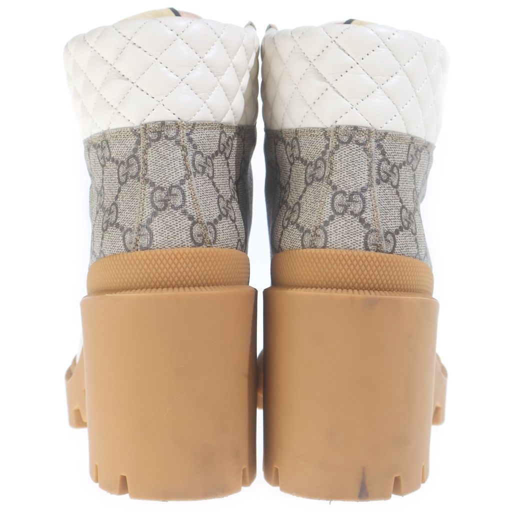 Gucci GG Supreme Ankle Boots Beige White Leather — view 3