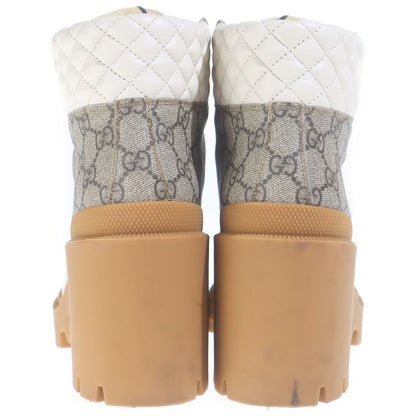 Gucci GG Supreme Ankle Boots Beige White Leather — view 3