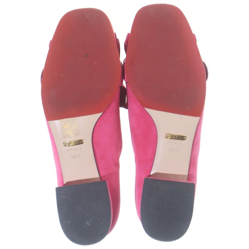Gucci GG Marmont Fringe Loafers Tassel Loafers Heels Suede Pink — view 5