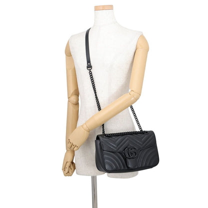 Gucci Chain Shoulder Bag GG Marmont Quilted Small Leather Black — view 5