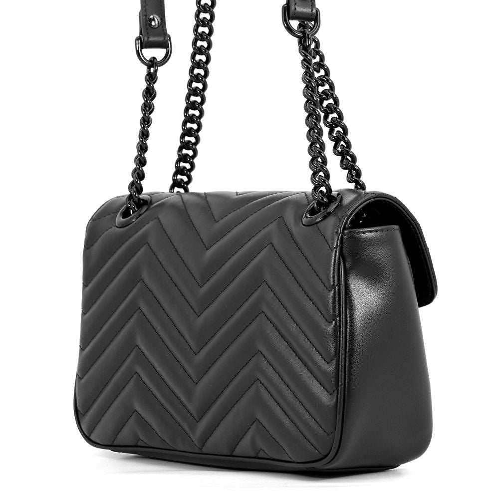 Gucci Chain Shoulder Bag GG Marmont Quilted Small Leather Black — view 2