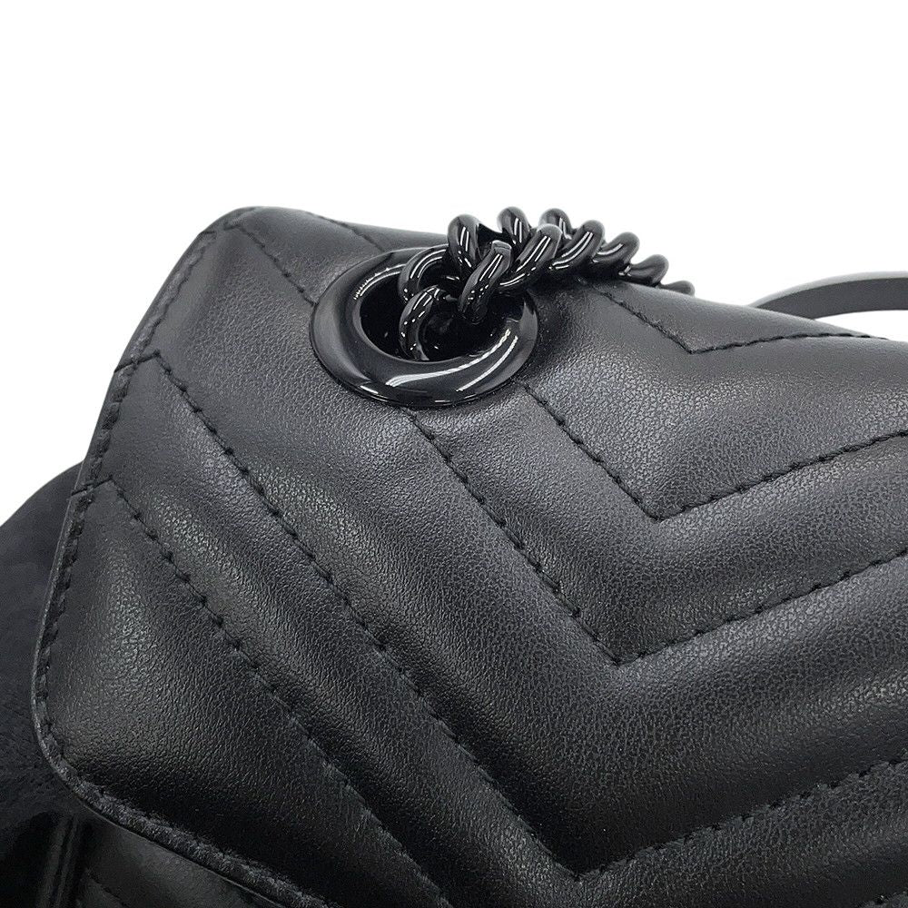Gucci Chain Shoulder Bag GG Marmont Quilted Small Leather Black — view 7