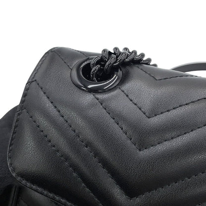 Gucci Chain Shoulder Bag GG Marmont Quilted Small Leather Black — view 7