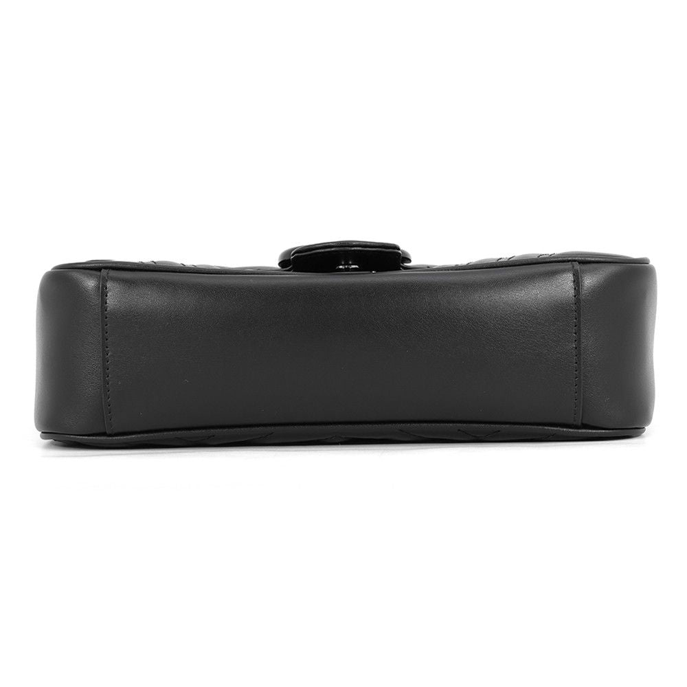 Gucci Chain Shoulder Bag GG Marmont Quilted Small Leather Black — view 3
