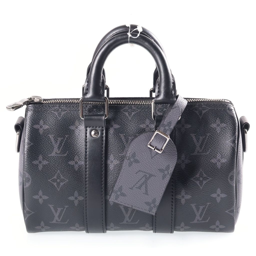 Louis Vuitton Monogram Eclipse Citykeepall 2-Way Shoulder Bag Black Leather