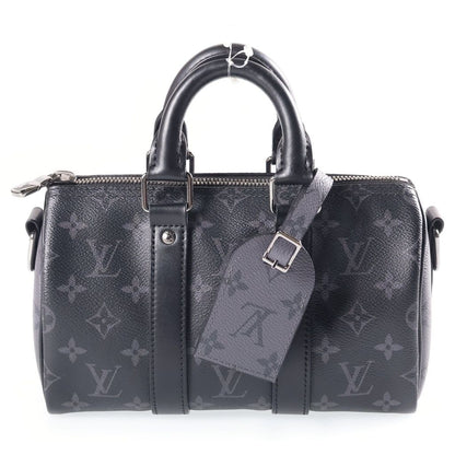 Louis Vuitton Monogram Eclipse Citykeepall 2-Way Shoulder Bag Black Leather