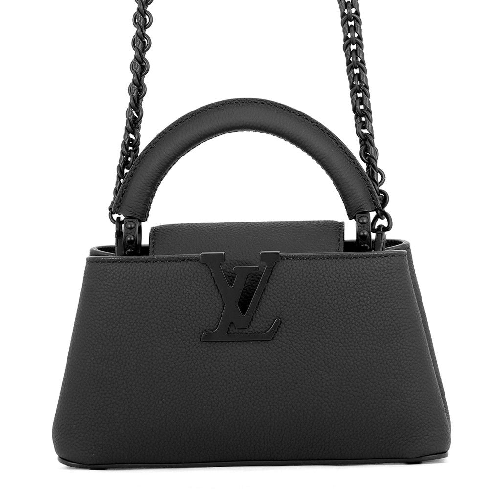 Louis Vuitton Matte Calfskin Capucines East West 2-Way Shoulder Bag Black