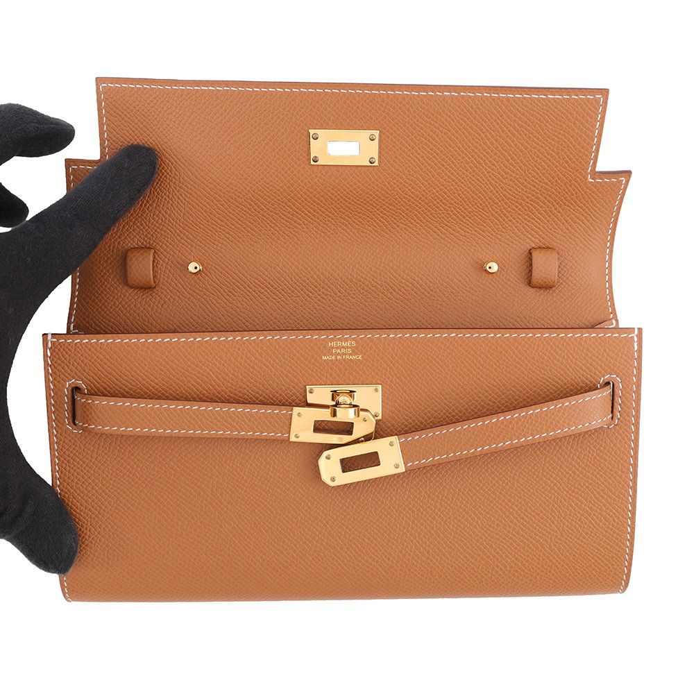 Hermes Kelly Wallet Long to Go Gold Epsom — view 4