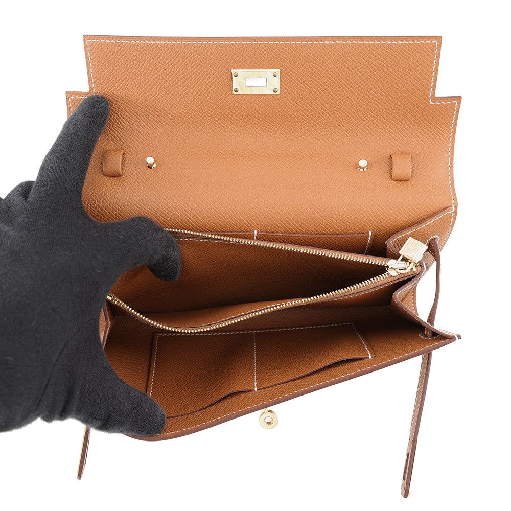 Hermes Kelly Wallet Long to Go Gold Epsom — view 5