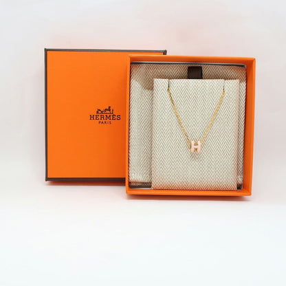 Hermes Necklace Mini Pop H Rocabar Pink Gold Logo Pendant — view 8