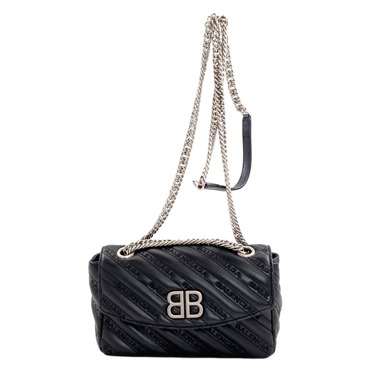 Balenciaga BB Logo Chain Shoulder Bag Calfskin