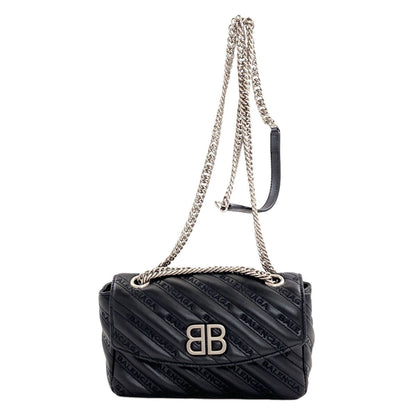Balenciaga BB Logo Chain Shoulder Bag Calfskin