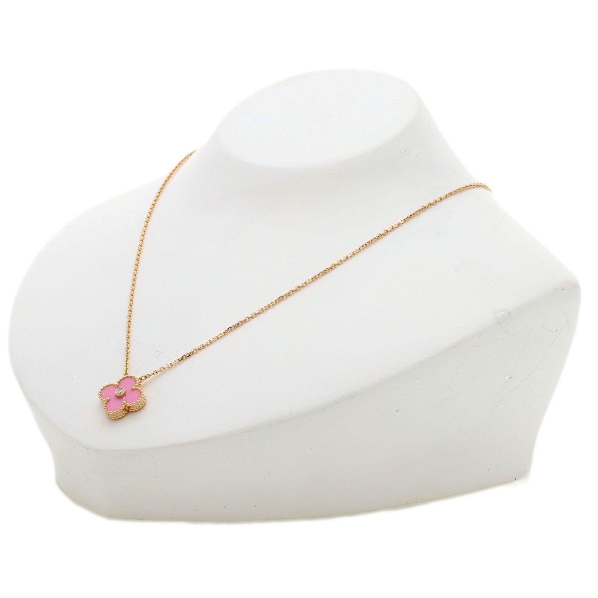 Van Cleef & Arpels Vintage Alhambra Pink Sable Diamond Limited Necklace 18K Gold — view 4