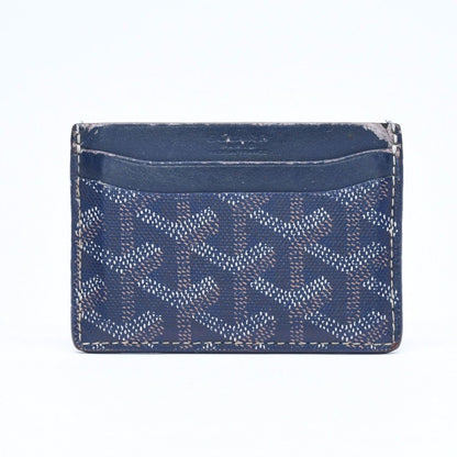 Goyard Saint Sulpice Herringbone Card Case Navy Leather