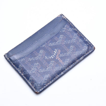 Goyard Saint Sulpice Herringbone Card Case Navy Leather — view 4