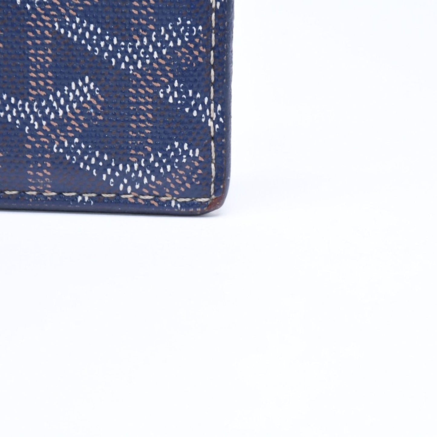 Goyard Saint Sulpice Herringbone Card Case Navy Leather — view 6