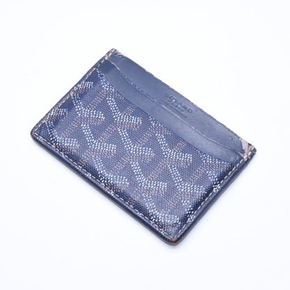 Goyard Saint Sulpice Herringbone Card Case Navy Leather — view 3