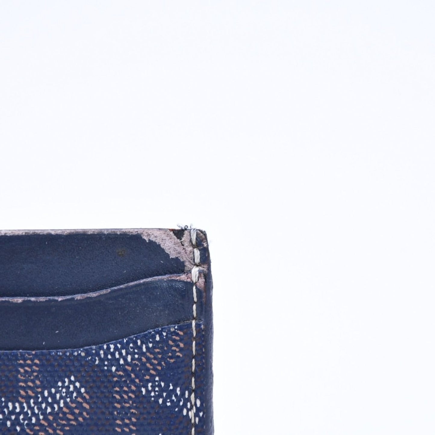 Goyard Saint Sulpice Herringbone Card Case Navy Leather — view 5