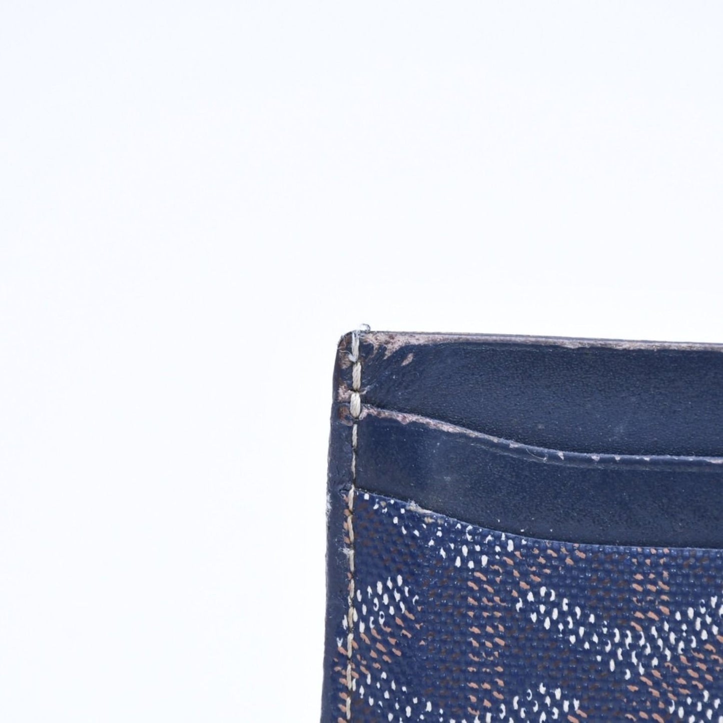 Goyard Saint Sulpice Herringbone Card Case Navy Leather — view 7