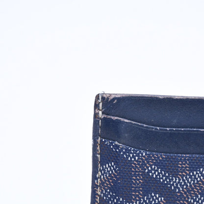 Goyard Saint Sulpice Herringbone Card Case Navy Leather — view 7